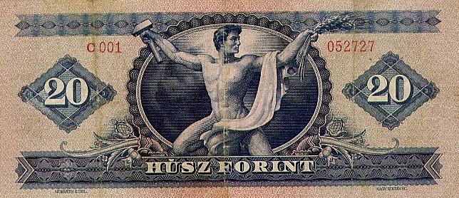 Back of Hungary p162a: 20 Forint from 1947