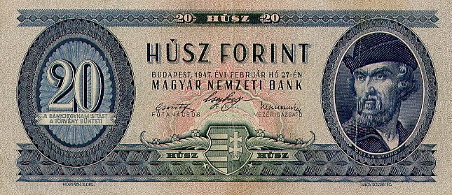 Front of Hungary p162a: 20 Forint from 1947