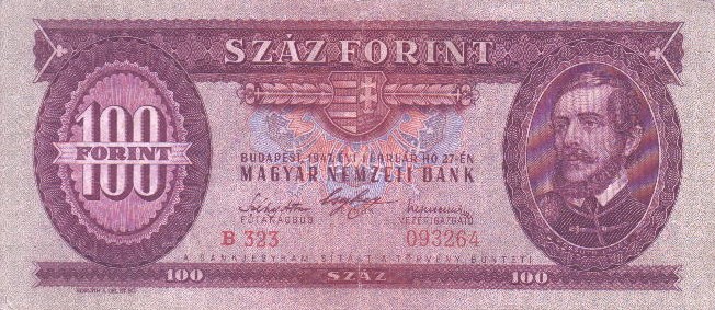 Front of Hungary p163a: 100 Forint from 1947