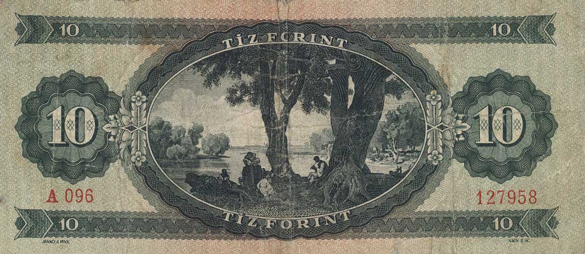 Back of Hungary p164a: 10 Forint from 1949