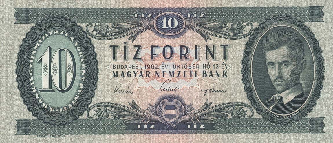 Front of Hungary p168c: 10 Forint from 1962