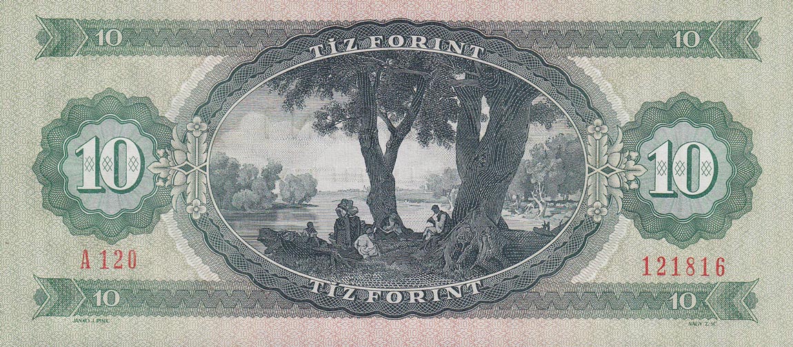Back of Hungary p168e: 10 Forint from 1975