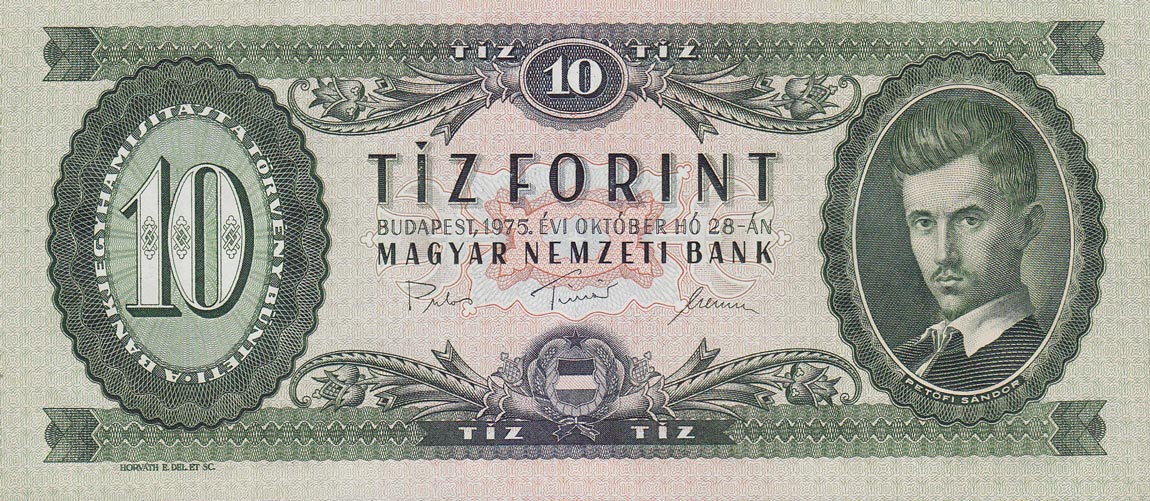 Front of Hungary p168e: 10 Forint from 1975