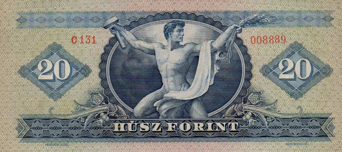 Back of Hungary p169a: 20 Forint from 1957