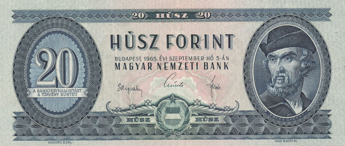 Front of Hungary p169d: 20 Forint from 1965