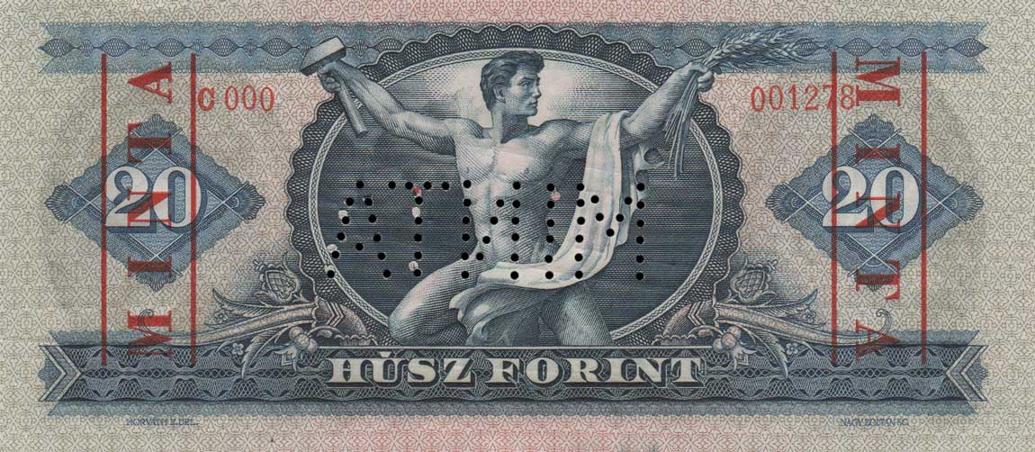 Back of Hungary p169s3: 20 Forint from 1969