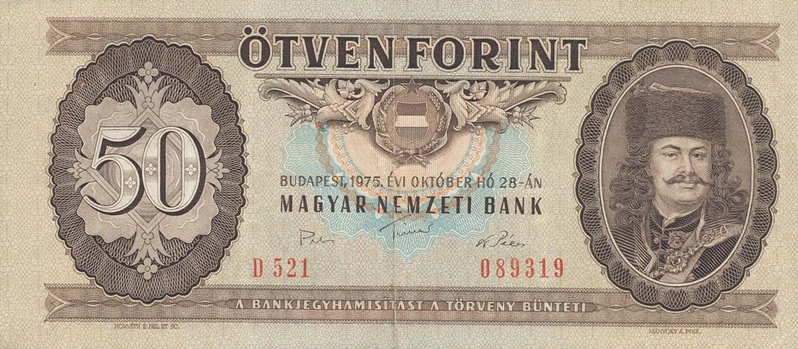 Front of Hungary p170c: 50 Forint from 1975