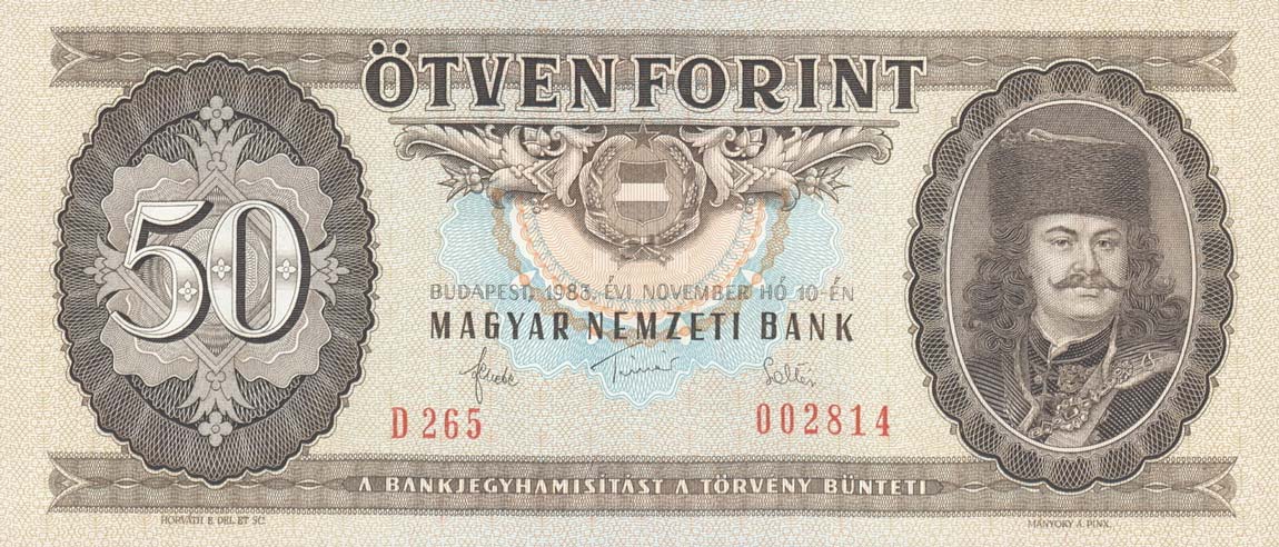 Front of Hungary p170f: 50 Forint from 1983