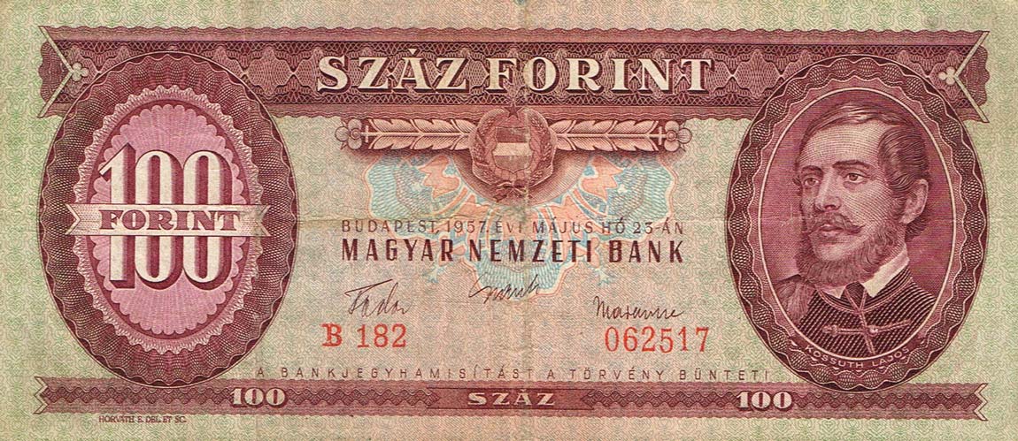 Front of Hungary p171a: 100 Forint from 1957