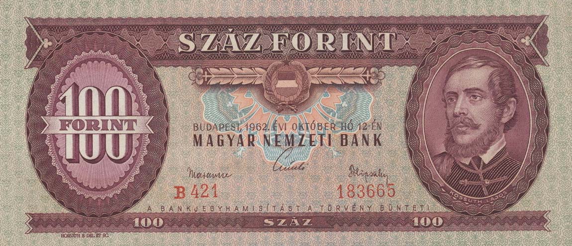 Front of Hungary p171c: 100 Forint from 1962