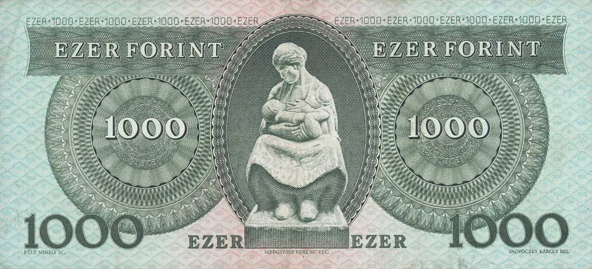 Back of Hungary p173a: 1000 Forint from 1983