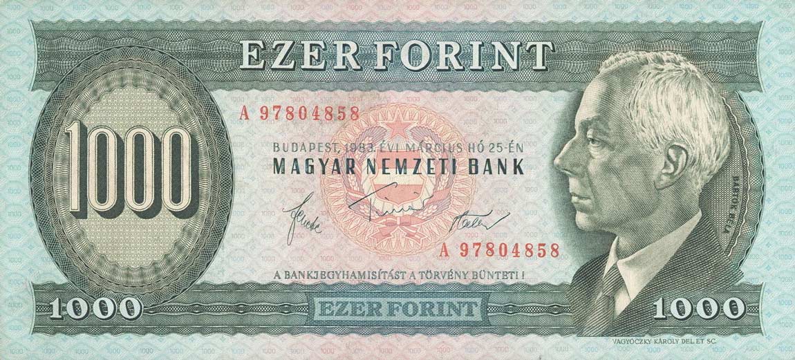 Front of Hungary p173a: 1000 Forint from 1983