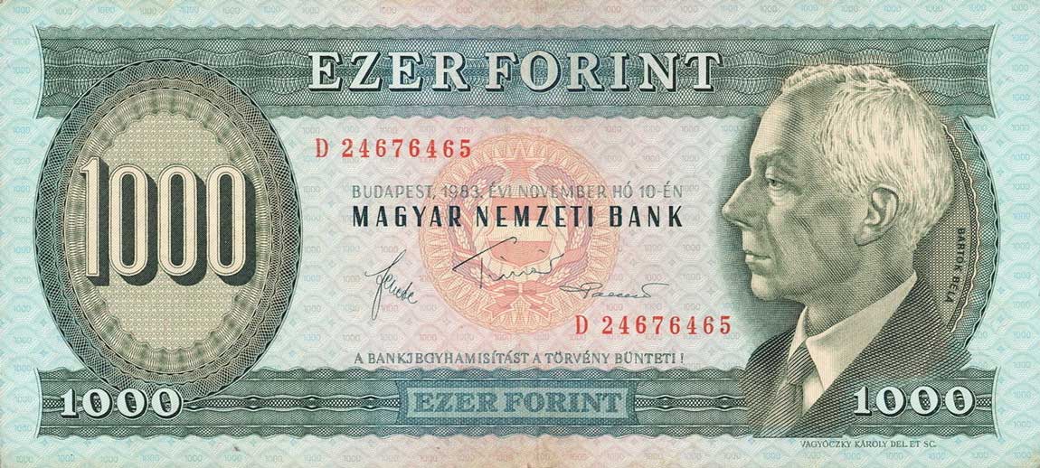 Front of Hungary p173b: 1000 Forint from 1983