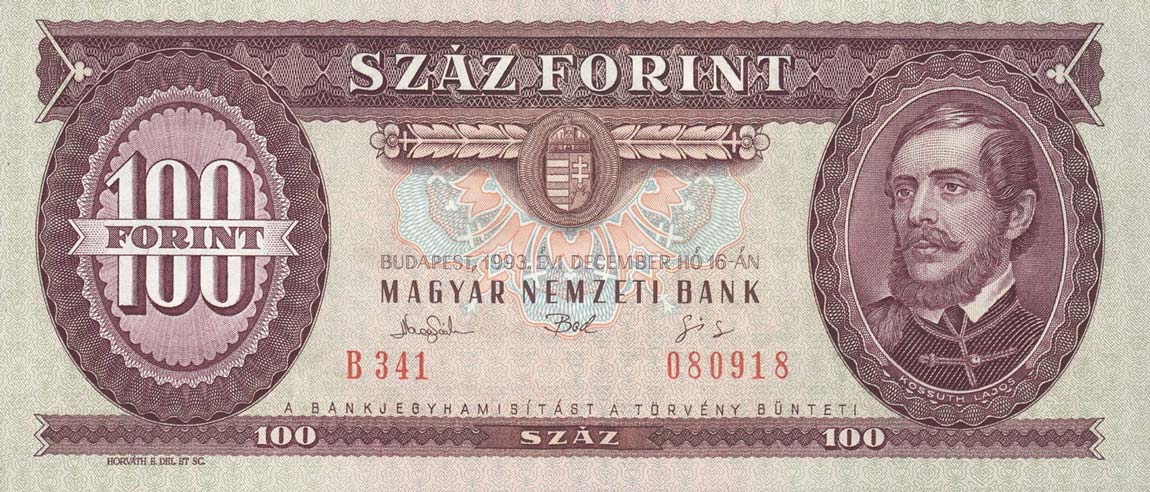 Front of Hungary p174b: 100 Forint from 1993