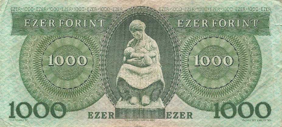 Back of Hungary p176b: 1000 Forint from 1993