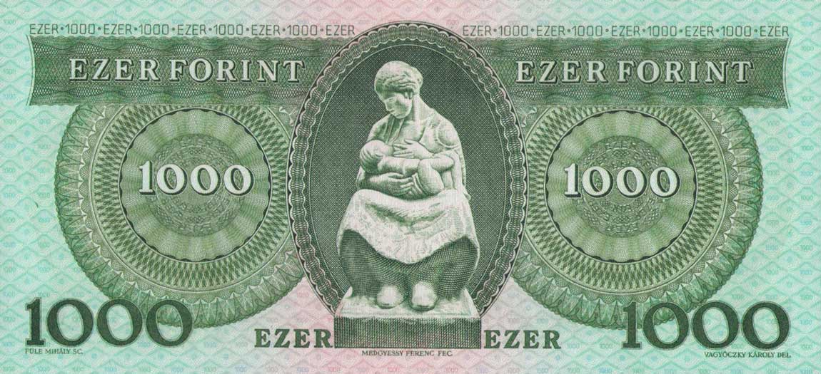 Back of Hungary p176c: 1000 Forint from 1996