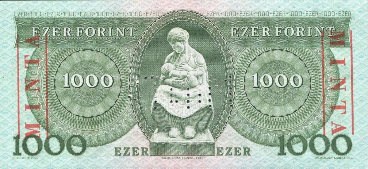 Back of Hungary p176s: 1000 Forint from 1992