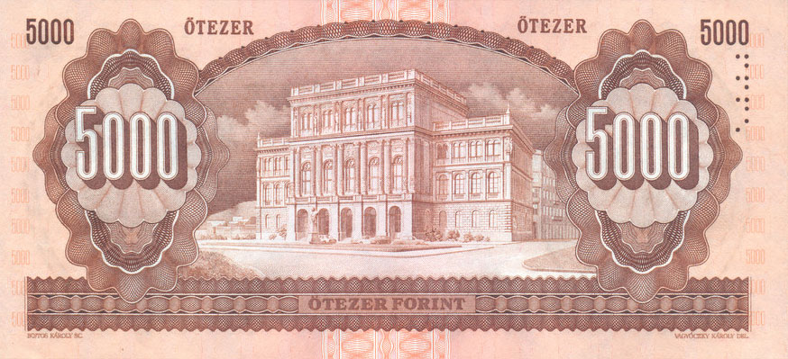 Back of Hungary p177c: 5000 Forint from 1993