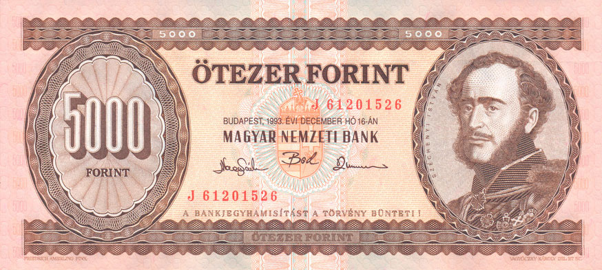 Front of Hungary p177c: 5000 Forint from 1993