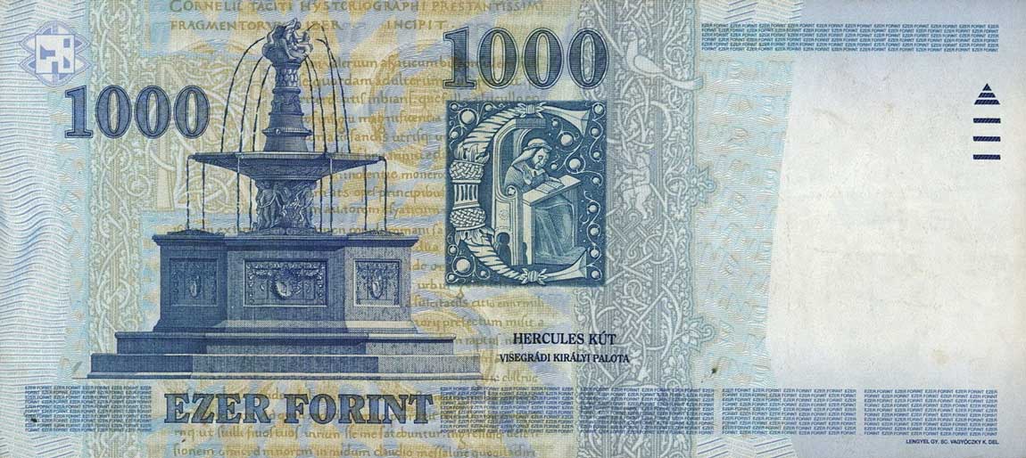 Back of Hungary p180a: 1000 Forint from 1998