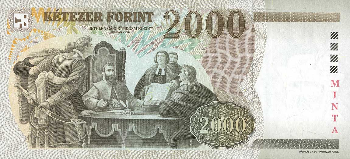 Back of Hungary p181s: 2000 Forint from 1998