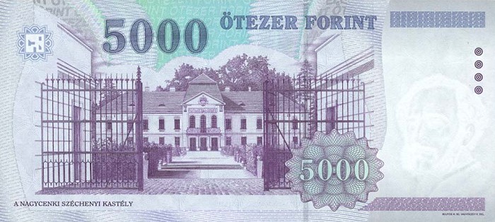 Back of Hungary p182a: 5000 Forint from 1999