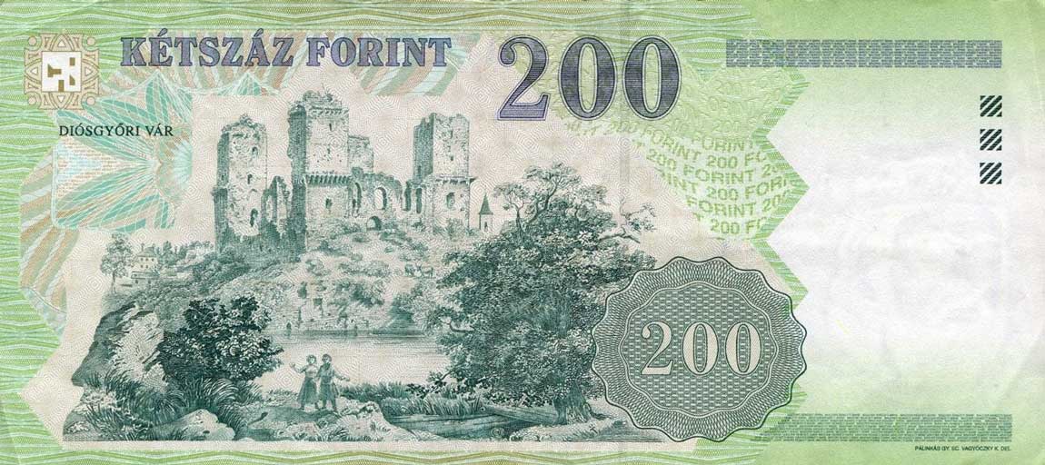 Back of Hungary p187f: 200 Forint from 2006