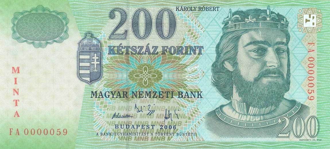 Front of Hungary p187s: 200 Forint from 2001