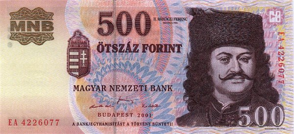 Front of Hungary p188a: 500 Forint from 2001