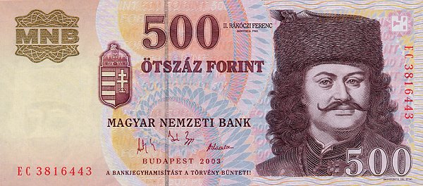 Front of Hungary p188c: 500 Forint from 2003