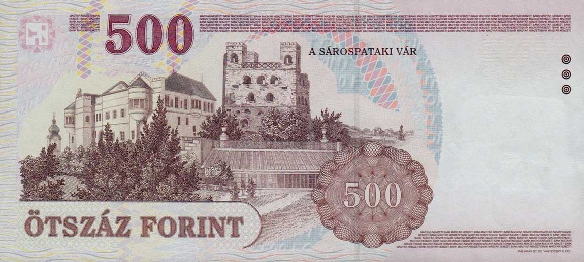 Back of Hungary p188f: 500 Forint from 2008