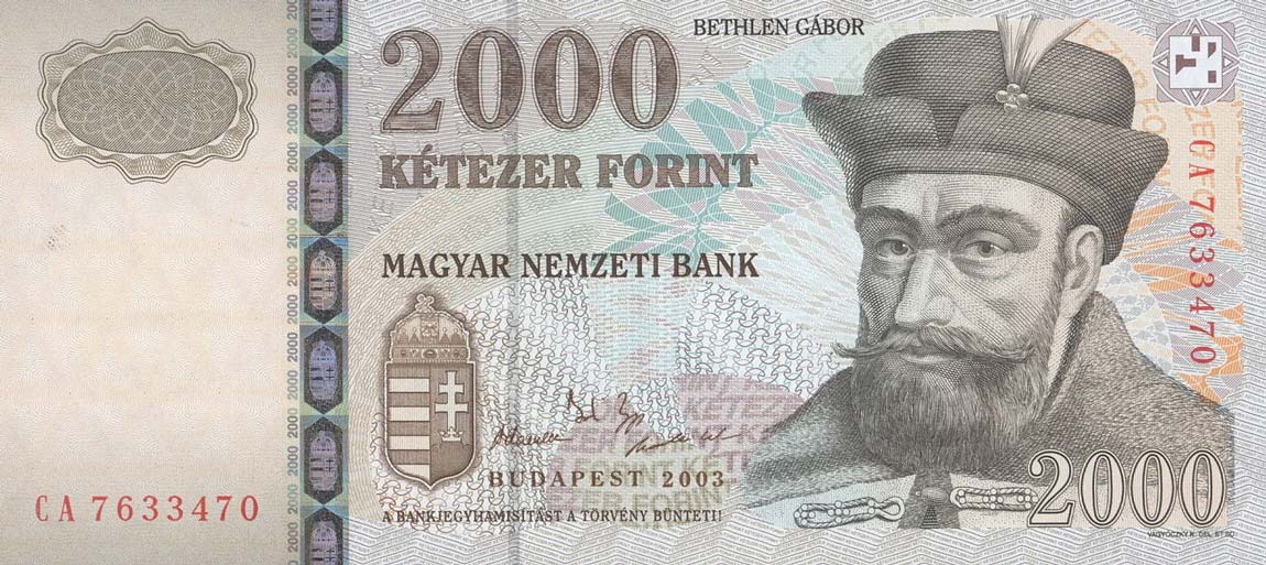 Front of Hungary p190b: 2000 Forint from 2003