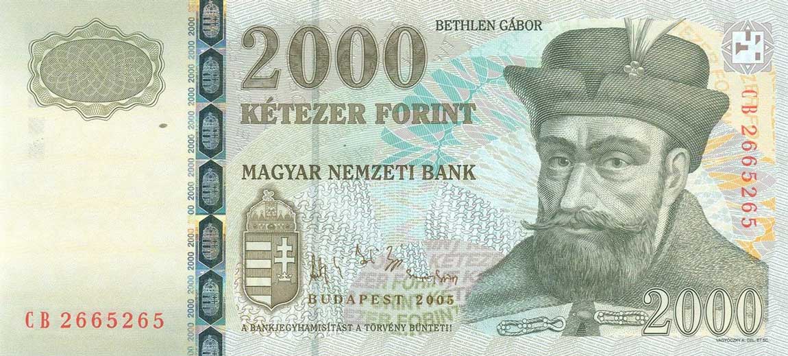 Front of Hungary p190d: 2000 Forint from 2005
