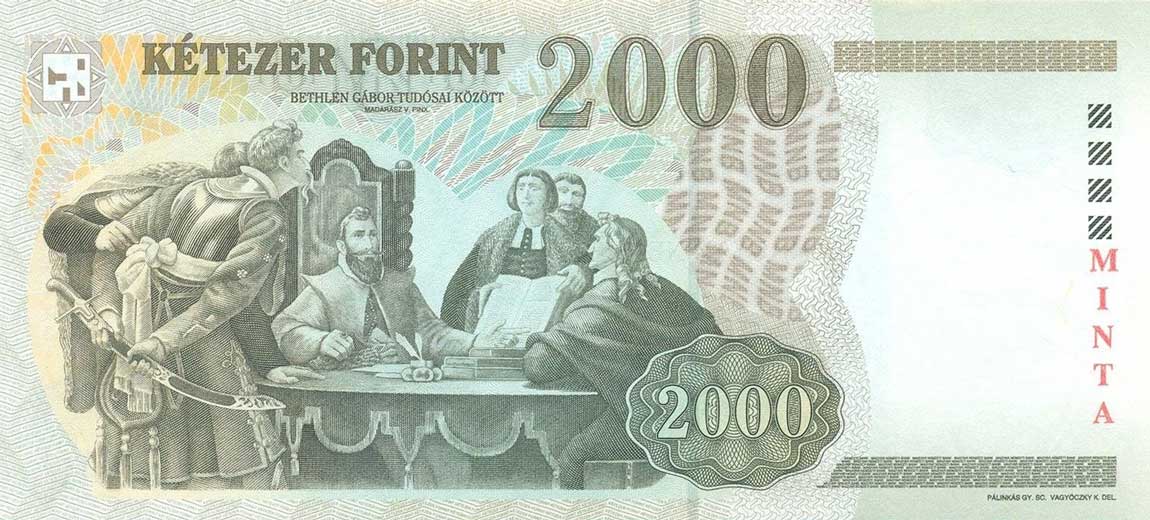 Back of Hungary p190s: 2000 Forint from 2002