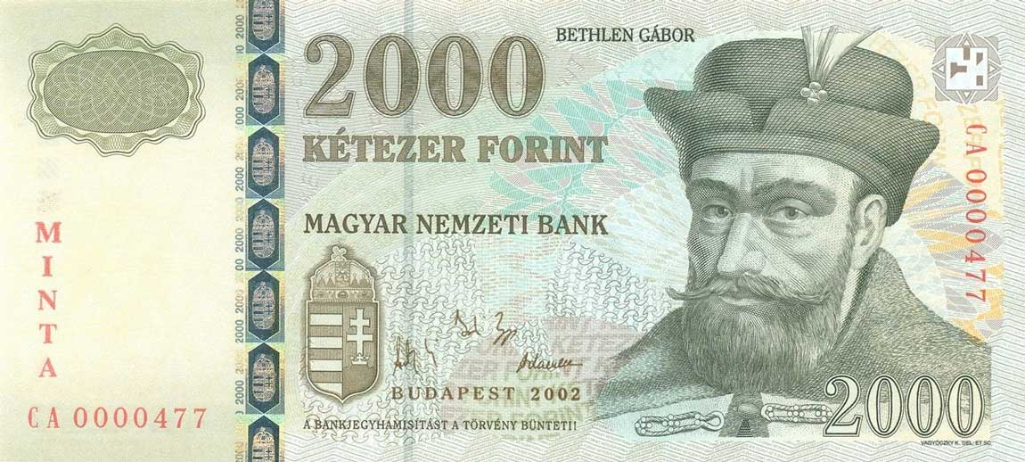 Front of Hungary p190s: 2000 Forint from 2002