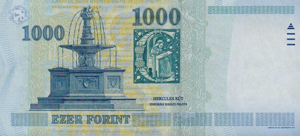 Back of Hungary p195a: 1000 Forint from 2005