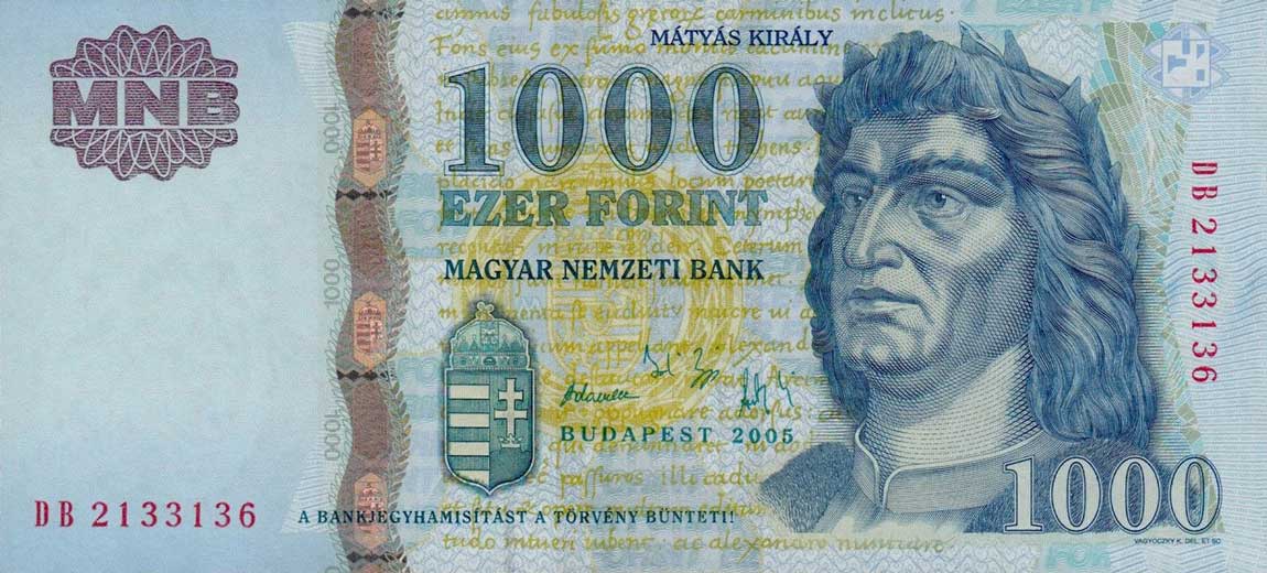 Front of Hungary p195a: 1000 Forint from 2005