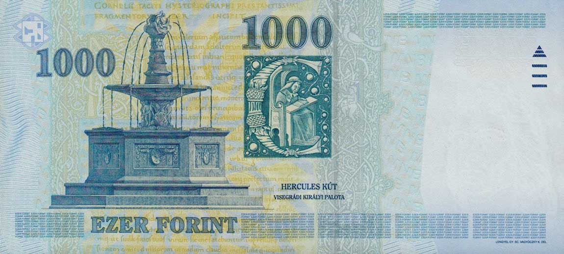 Back of Hungary p195d: 1000 Forint from 2008