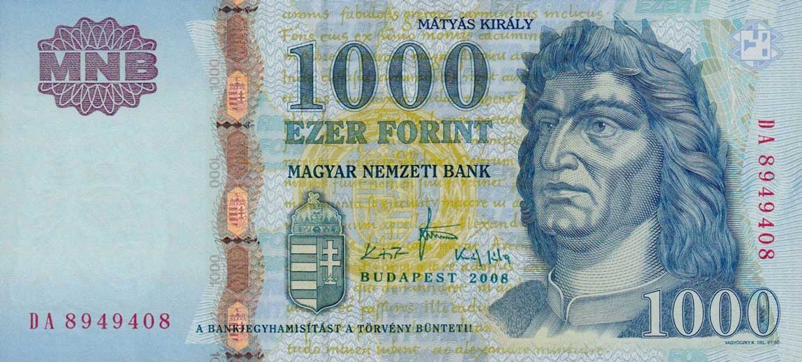 Front of Hungary p195d: 1000 Forint from 2008