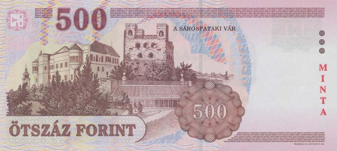 Back of Hungary p196s: 500 Forint from 2007