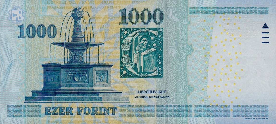 Back of Hungary p197b: 1000 Forint from 2010