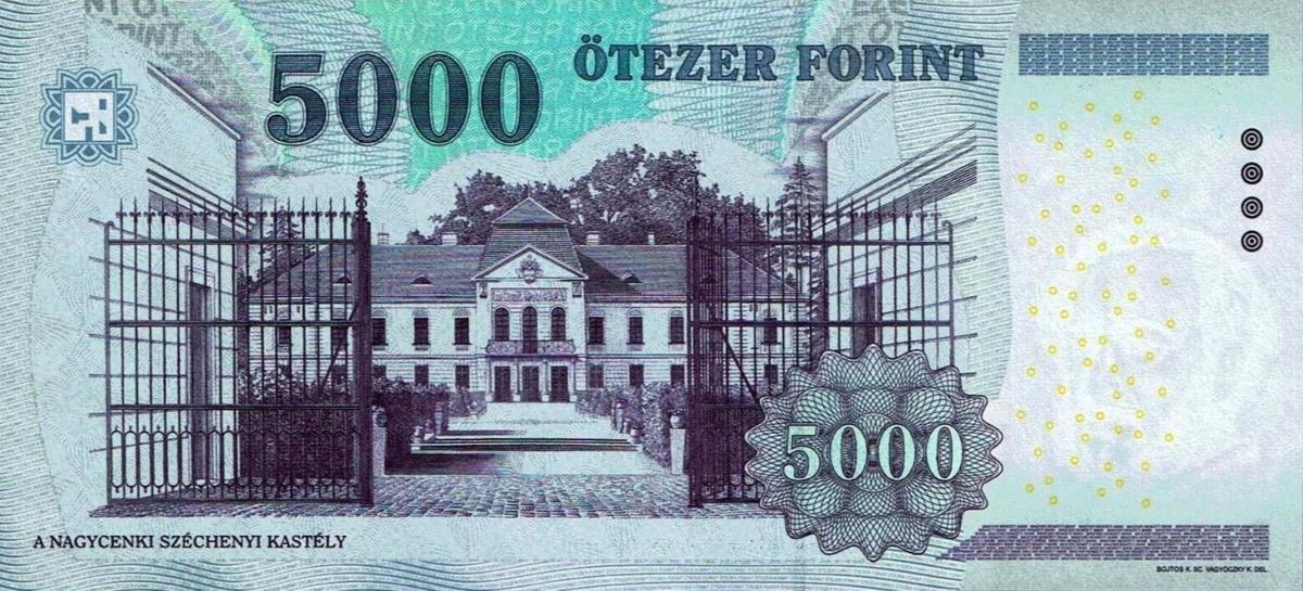 Back of Hungary p199a: 5000 Forint from 2008