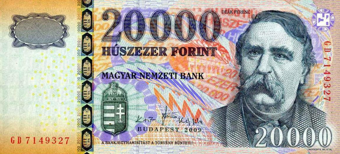 Front of Hungary p201b: 20000 Forint from 2009