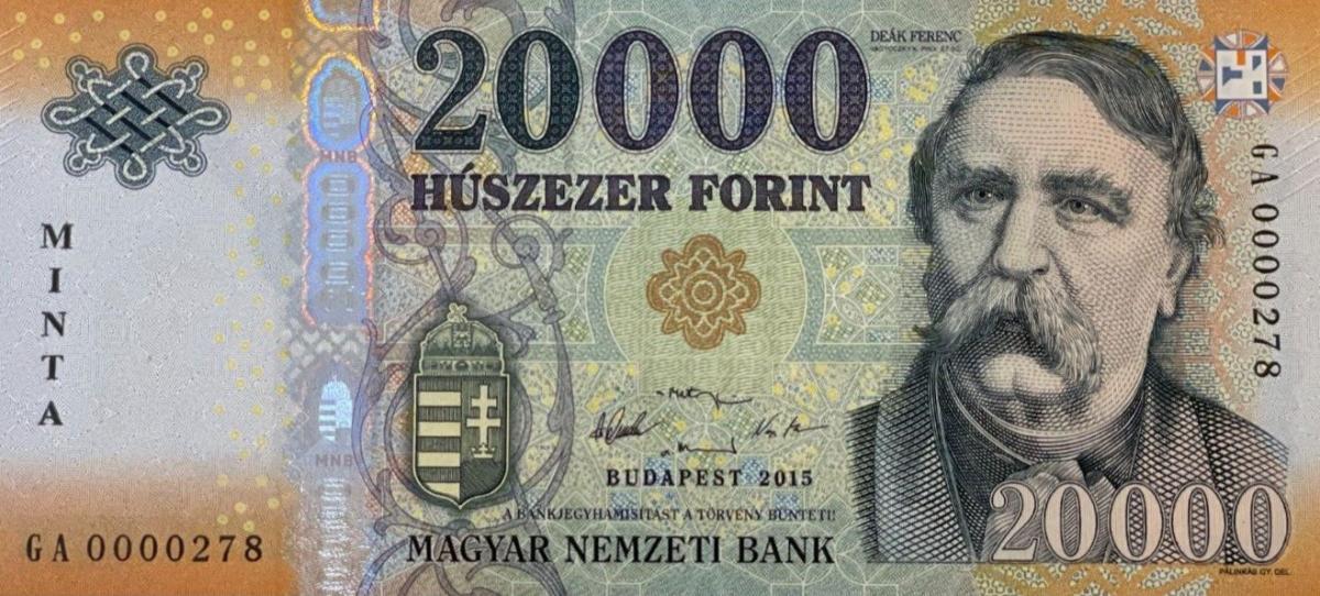 Front of Hungary p207s: 20000 Forint from 2015