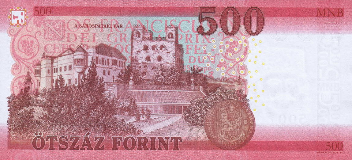 Back of Hungary p208: 500 Forint from 2018