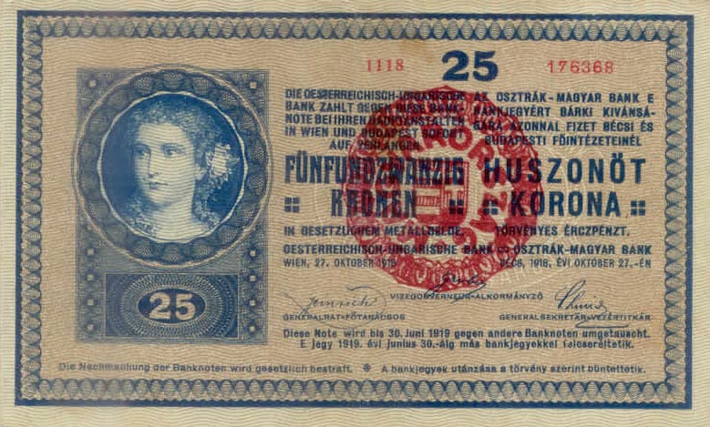 Front of Hungary p22: 25 Korona from 1920