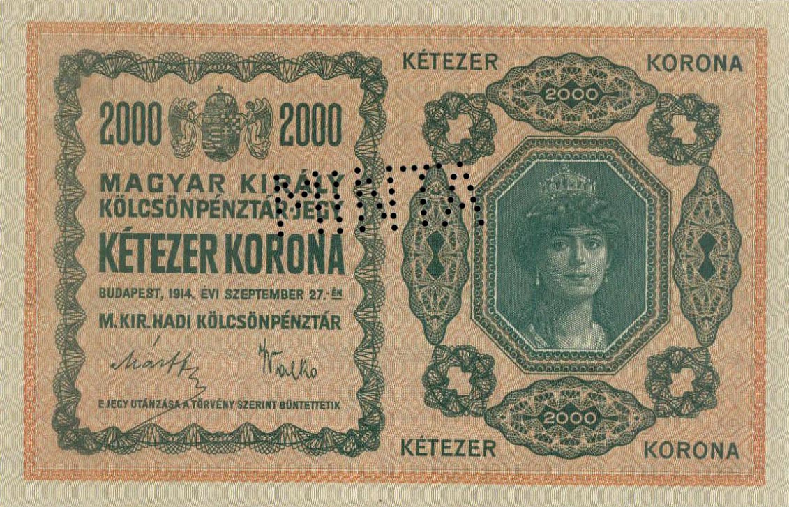 Front of Hungary p2: 2000 Korona from 1914