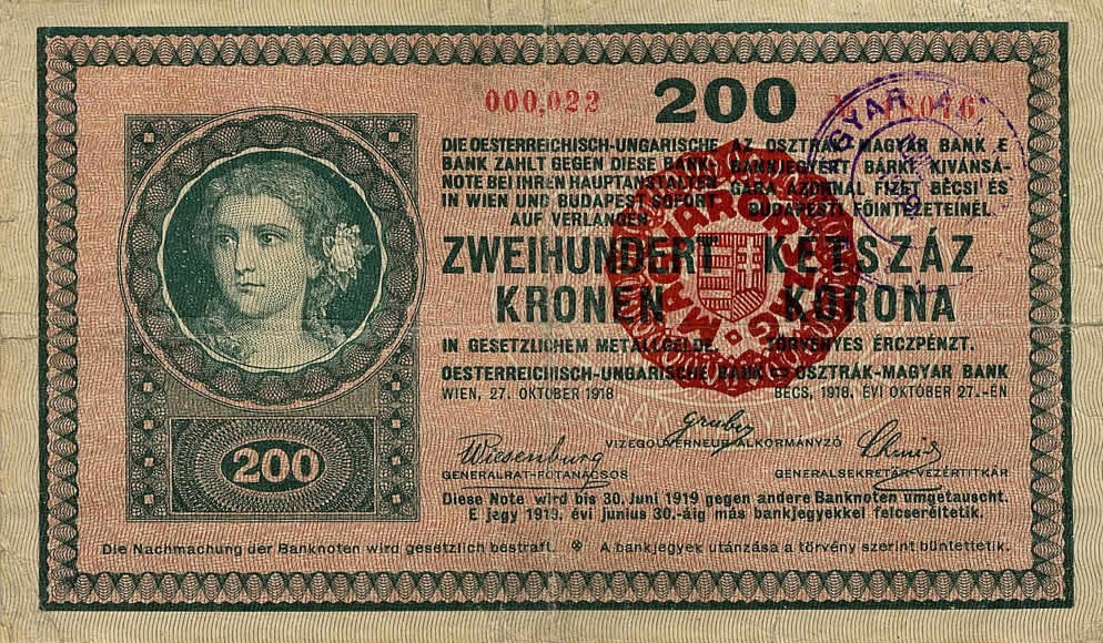 Front of Hungary p30: 200 Korona from 1920