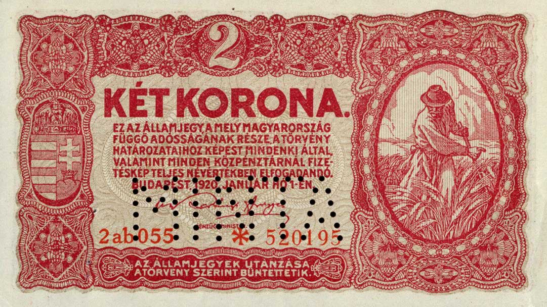 Front of Hungary p58s: 2 Korona from 1920