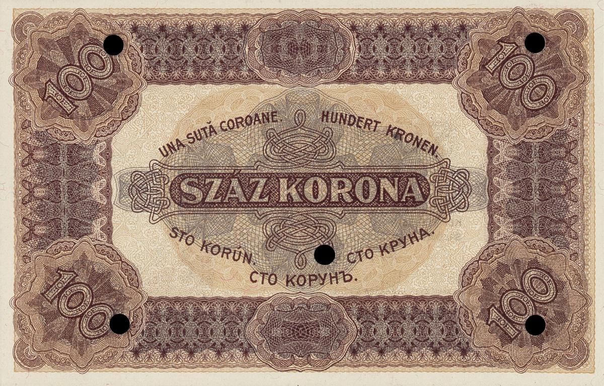 Back of Hungary p63r: 100 Korona from 1920